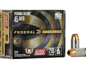 Federal Premium Personal Defense Ammunition 45 ACP 210 Grain Hydra-Shok Deep Jacketed Hollow Point