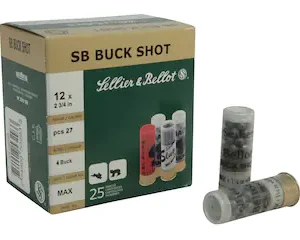 Sellier & Bellot Ammunition 12 Gauge 2-3/4" #4 Buckshot 27 Pellets